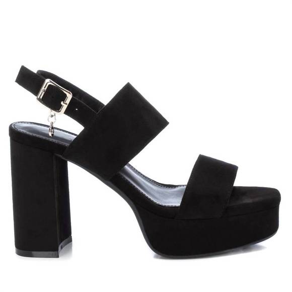 NEW XTI women's heeled suede sandals in black - Picture 2 of 7
